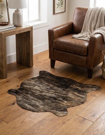 2' 2 x 2' 11 Cowhide Leather Rug