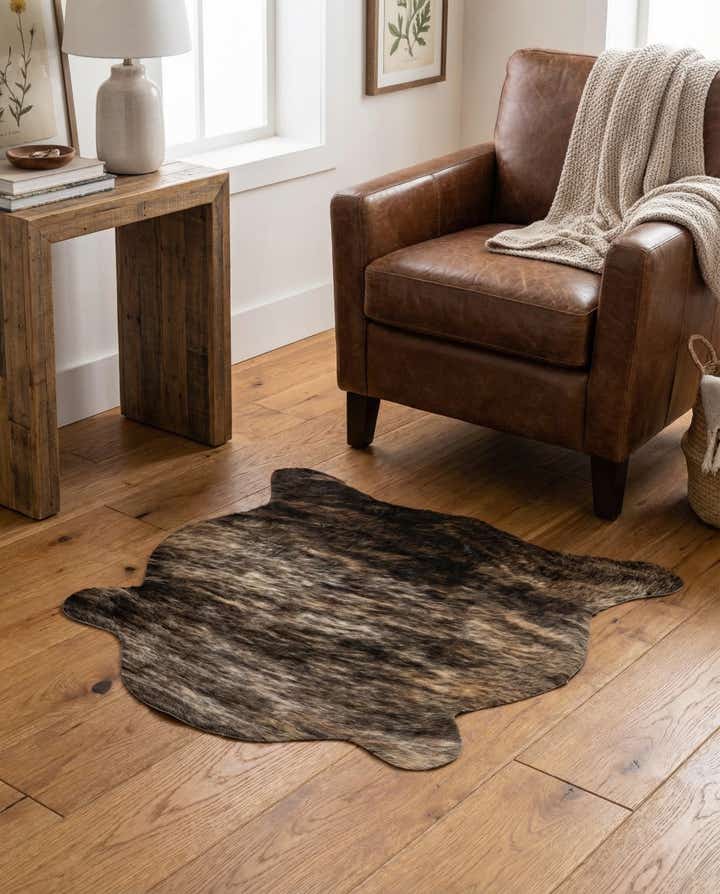 2' 2 x 2' 11 Cowhide Leather Rug