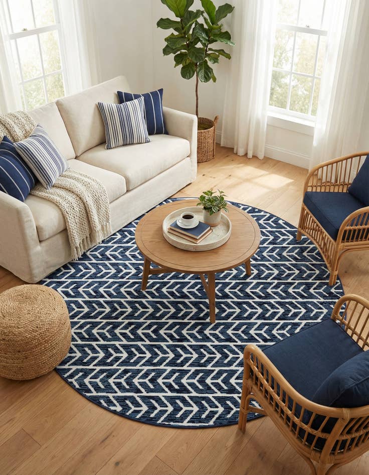 Detail image of 6' x 6'  Washable Sabrina Soto Aston Indoor / Outdoor Round Rug