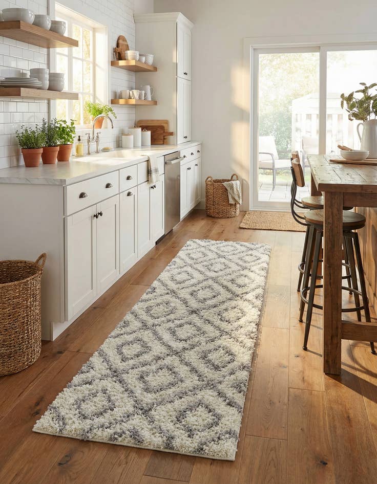 Detail image of 2' x 6' Trellis Shag Runner Rug