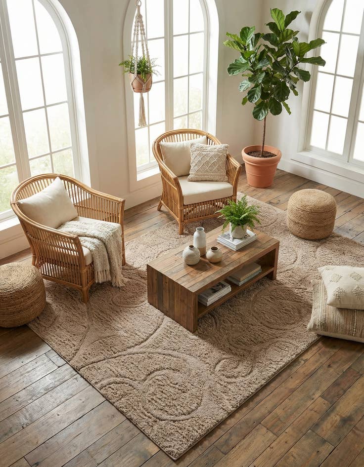 Detail image of 9' x 12' 2 Floral Shag Rug