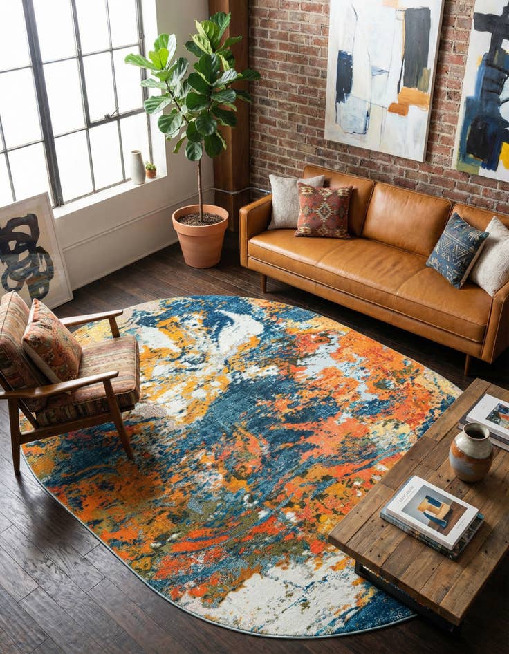 Detail image of 7' 10 x 10' Washable Vivid Oval Rug