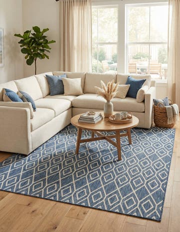 Blue Easy-Clean Jill Zarin Turks and Caicos Indoor / Outdoor Rug