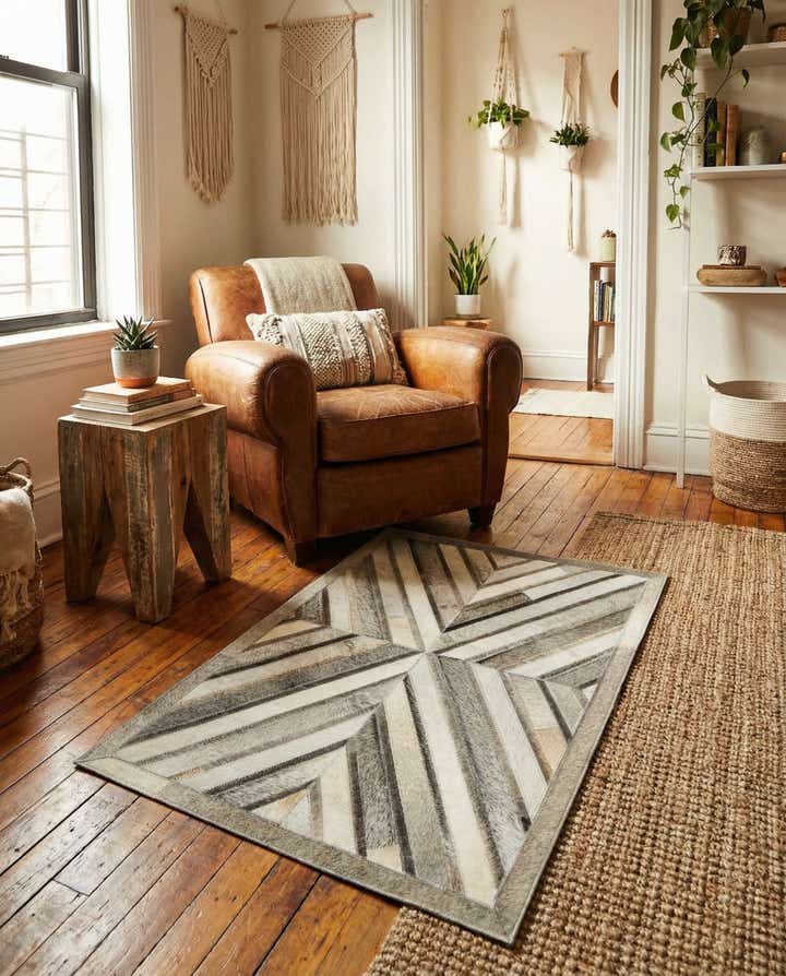2' x 3' 1 Cowhide Leather Rug