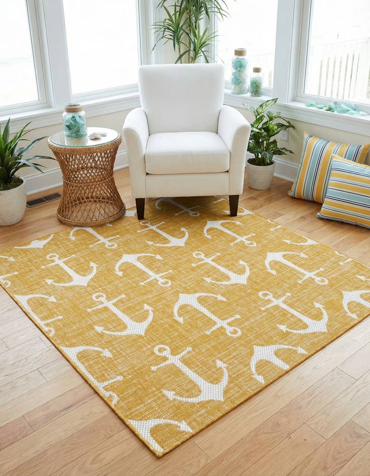 Detail image of 5' 3 x 5' 3 Washable Coastal Indoor / Outdoor Square Rug