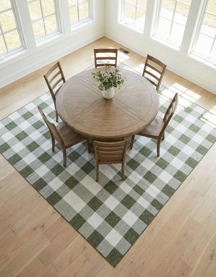 Detail image of 10' x 10'  Washable Checkered Indoor / Outdoor Square Rug