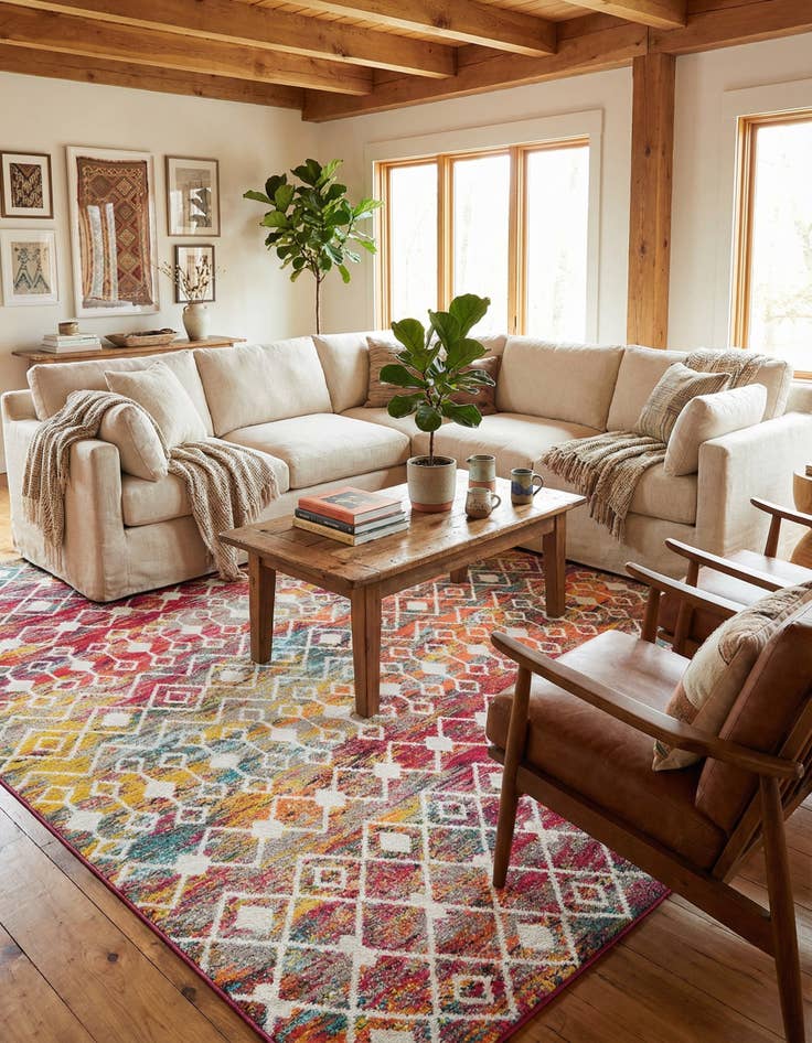 Detail image of  10' x 13' Moroccan Trellis Rug