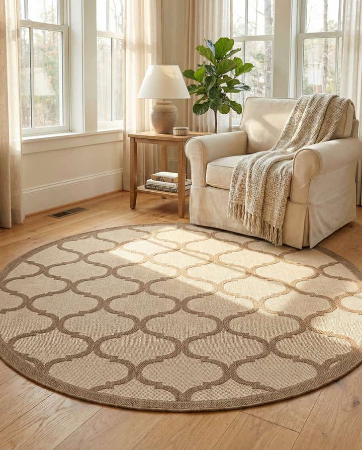 6' x 6' Easy-Clean Trellis Indoor / Outdoor Round Rug