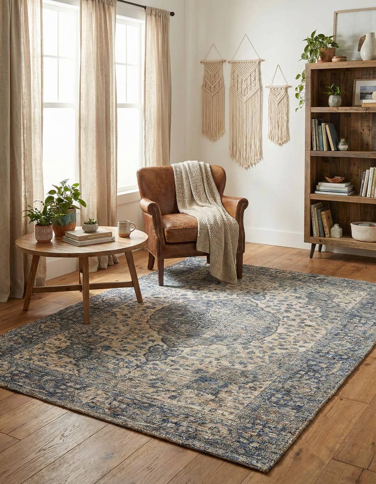 Detail image of 6' 1 x 9'  Hand Woven Chenille Jute Rug