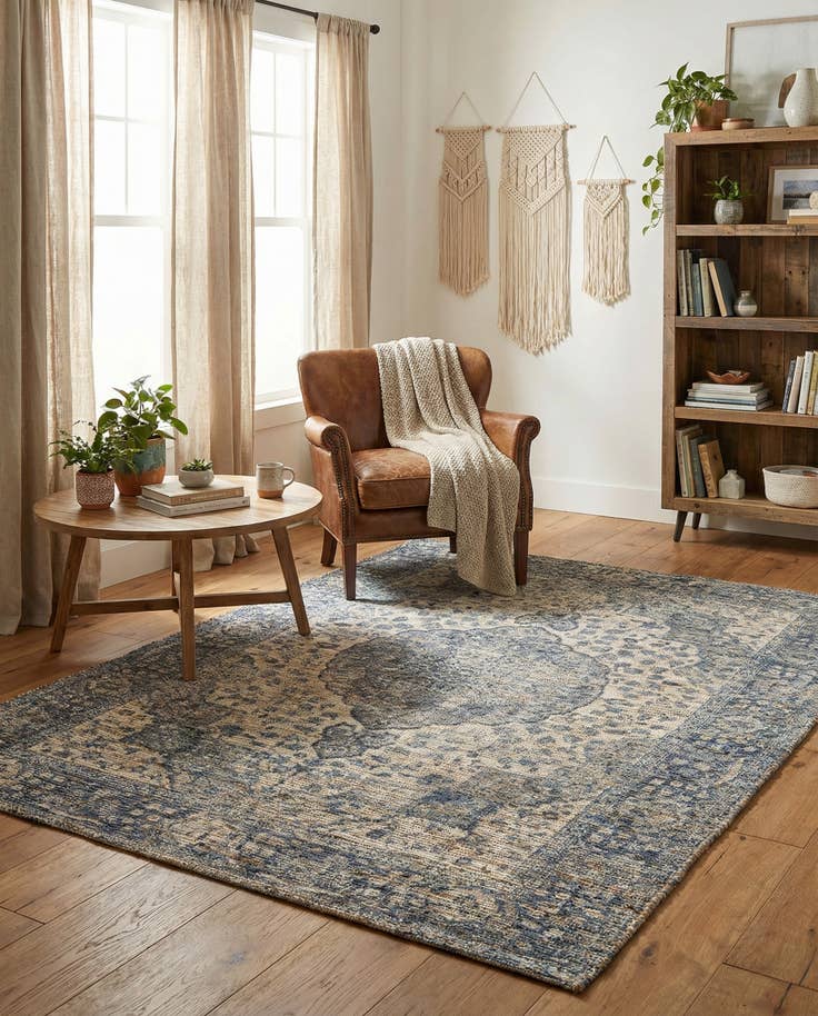 Detail image of 6' 1 x 9' Hand Woven Chenille Jute Rug