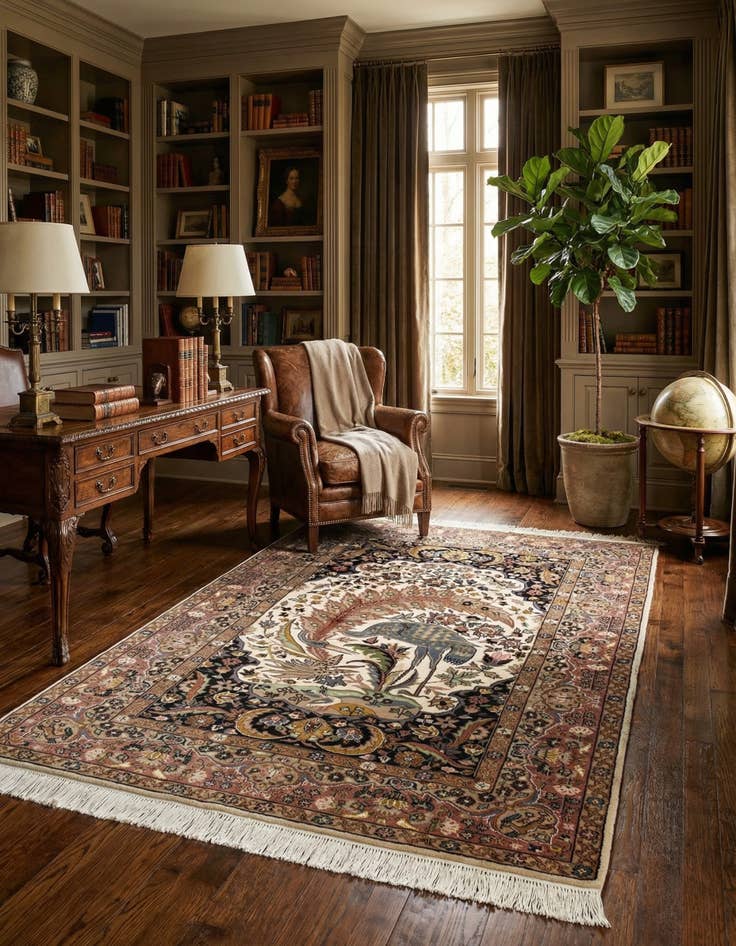 Detail image of 4' 3 x 5' 10 Hand Knotted Kashmir Oriental Rug