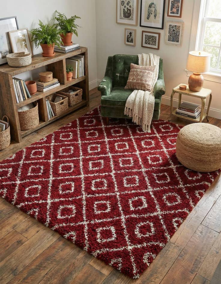 Detail image of 7' 10 x 7' 10 Lattice Shag Square Rug