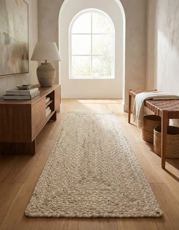 2' 6 x 6' 1 Handmade Braided Chindi Runner Rug