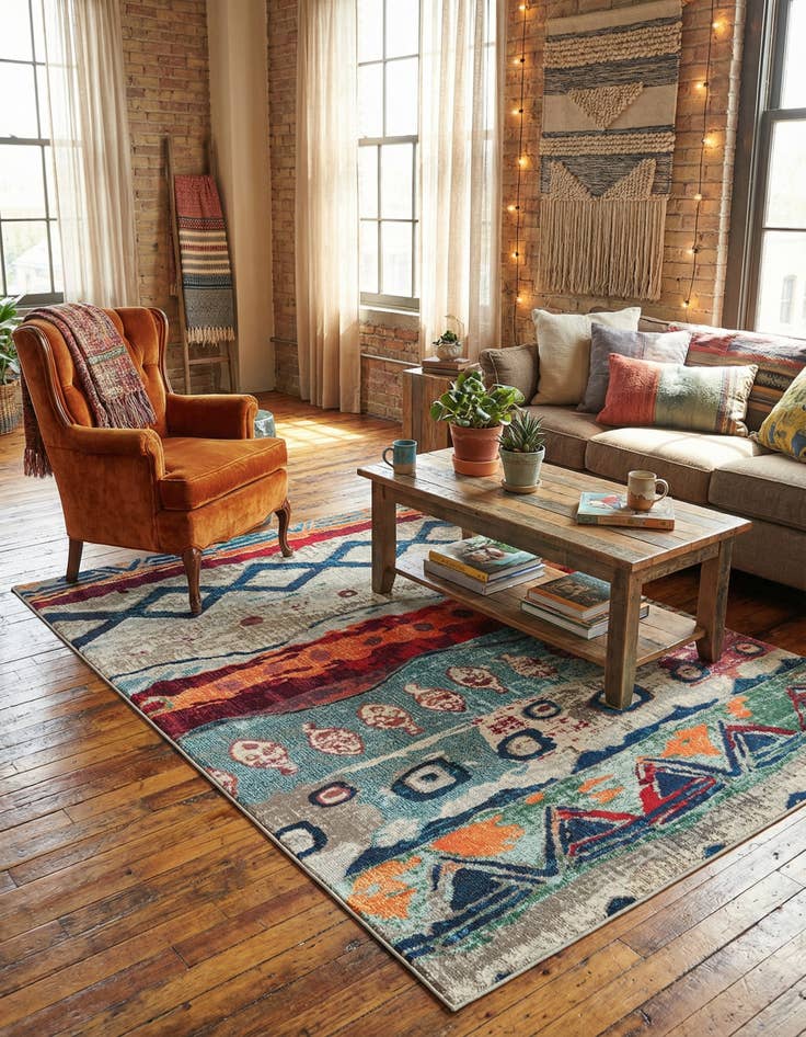 Detail image of 5' 3 x 8' Washable Vivid Rug