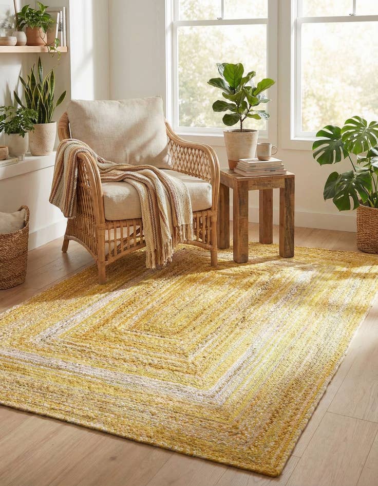 Detail image of 6' 1 x 9'  Hand Braided Chindi Rug