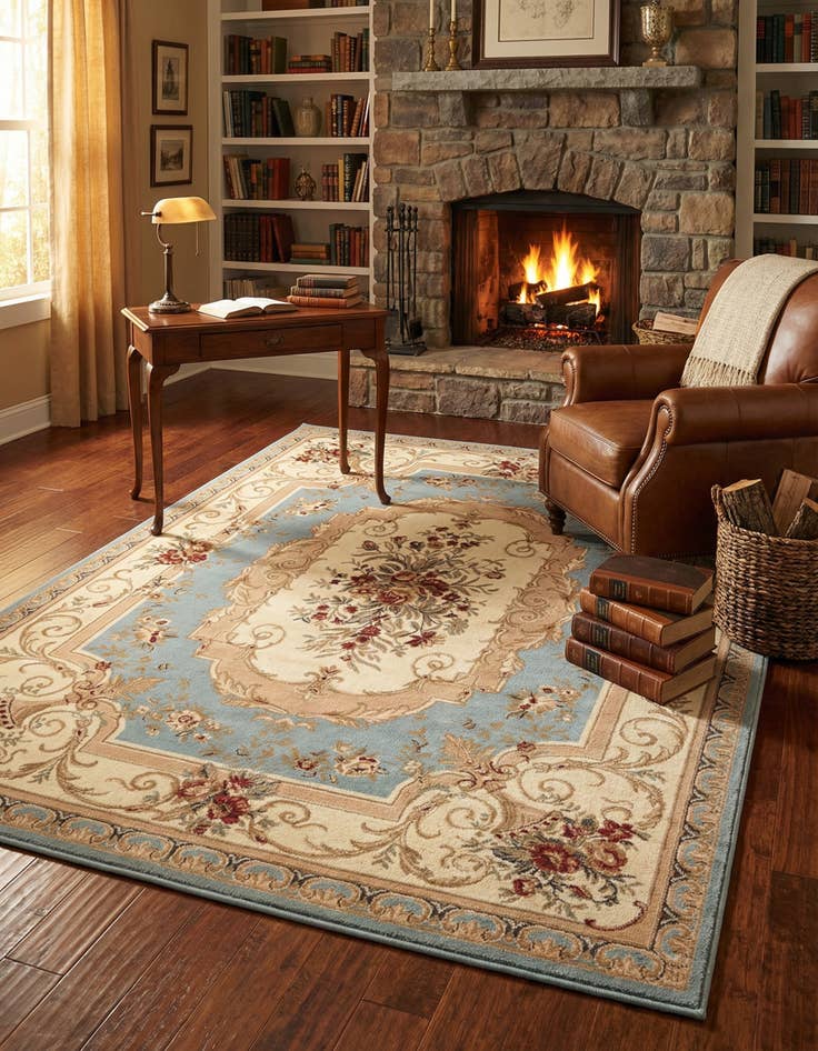 Detail image of 7' 10 x 10' Classic Aubusson Rug