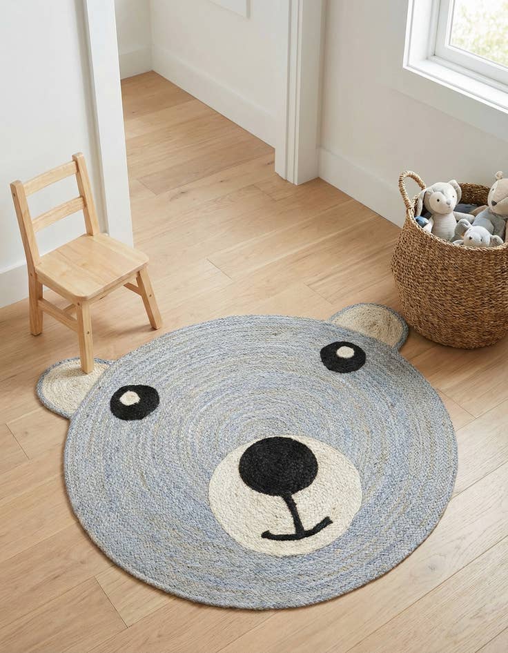 Detail image of 3' 1 x 3' 1  Hand Braided Kids Braided Jute Round Rug