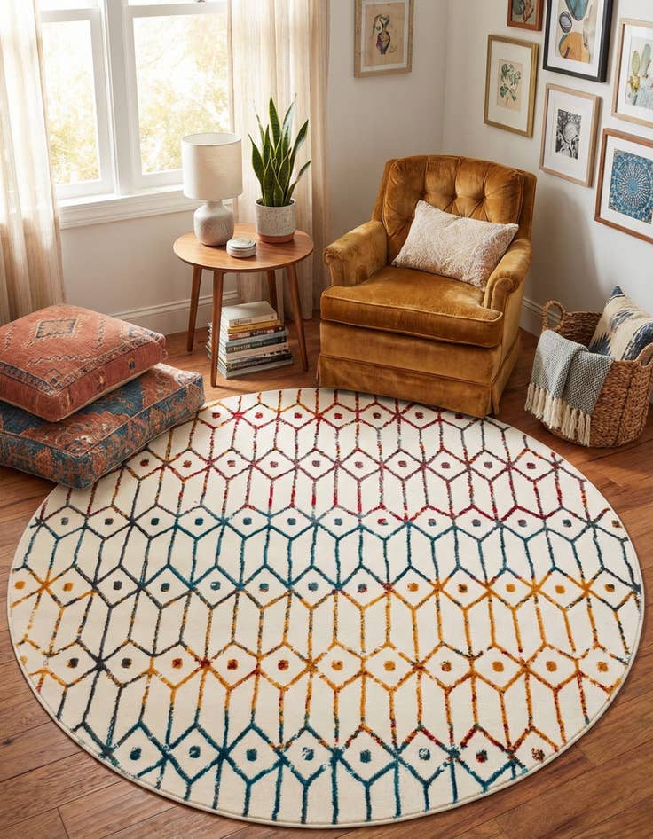 Detail image of 5' x 5' Lattice Trellis Round Rug