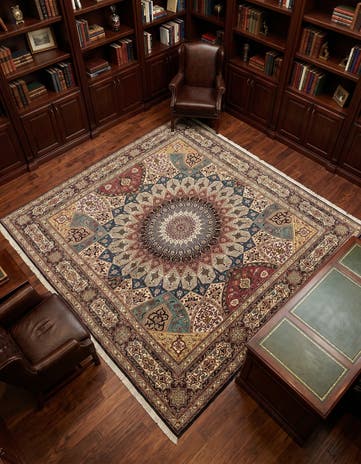 6' 8 x 8' 5 Hand Knotted Tabriz Persian Square Rug