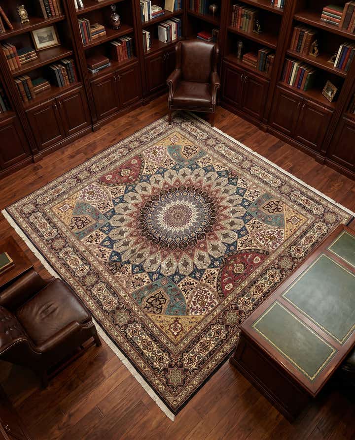 6' 8 x 8' 5 Hand Knotted Tabriz Persian Square Rug