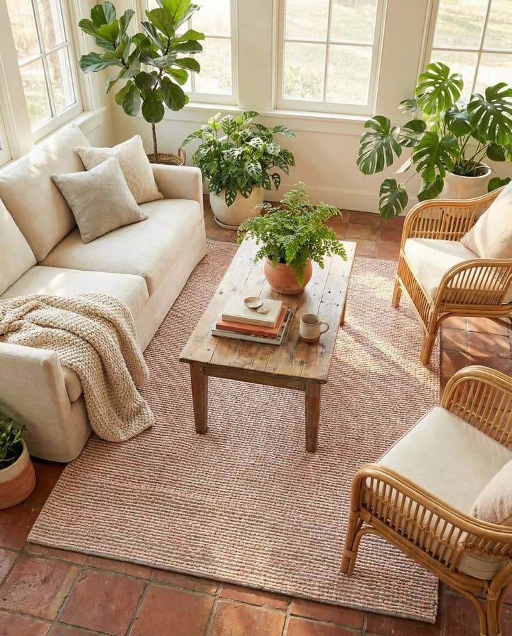 Detail image of 5' 1 x 8' Hand Woven Seaside Pearl Jute Rug