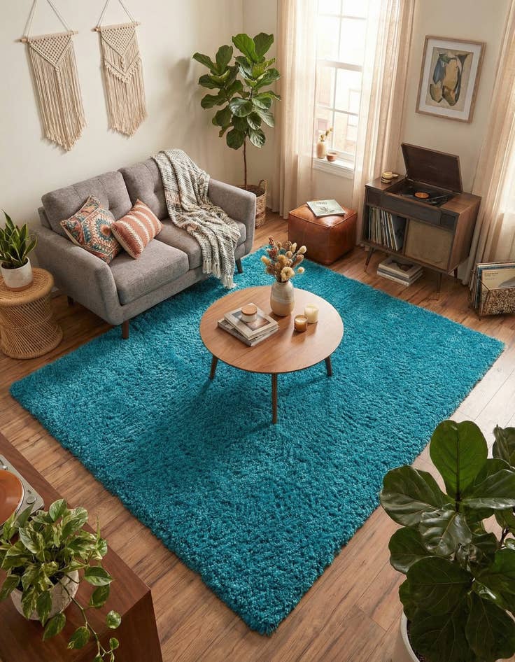 Detail image of 7' 10 x 7' 10 Solid Shag Square Rug