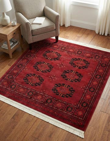Red Bokhara Square Rug