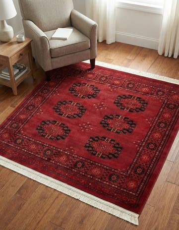 Red Bokhara Square Rug