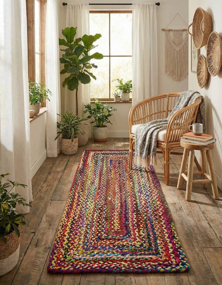 Detail image of 2' 7 x 6' 1 Handmade Braided Chindi Runner Rug