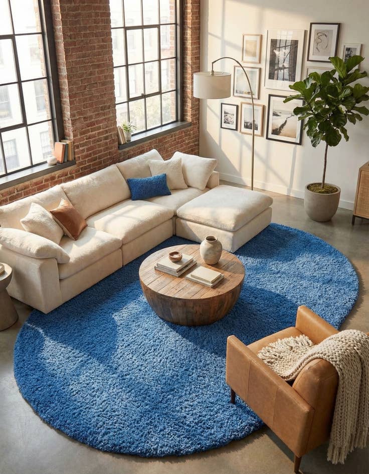 Detail image of 7' 10 x 10' Solid Shag Oval Rug