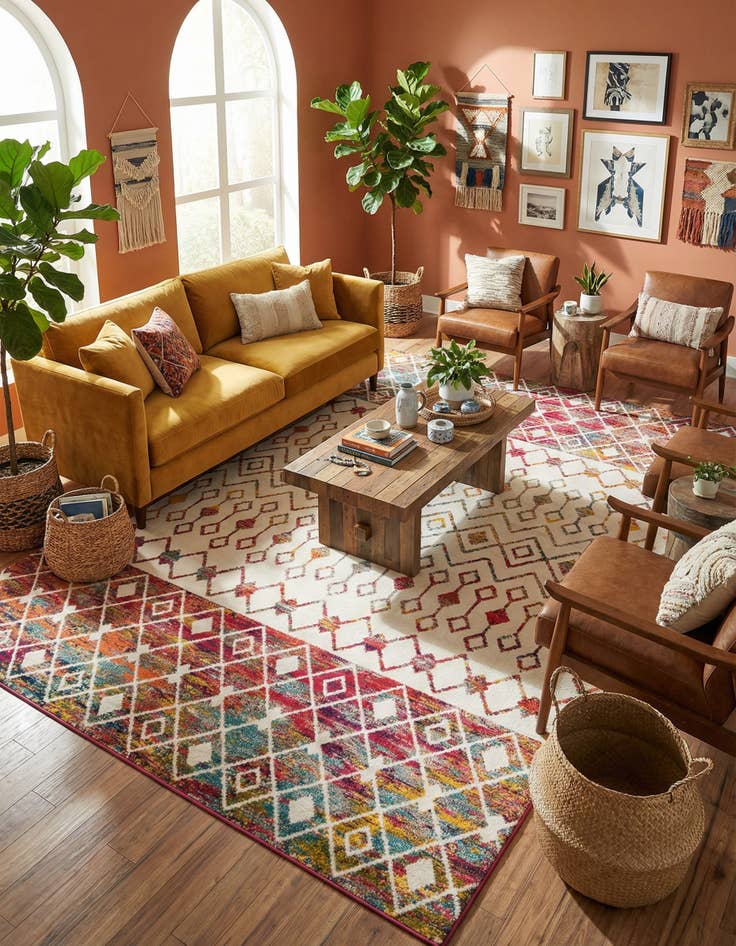 Detail image of 10' 8 x 14' Moroccan Trellis Rug