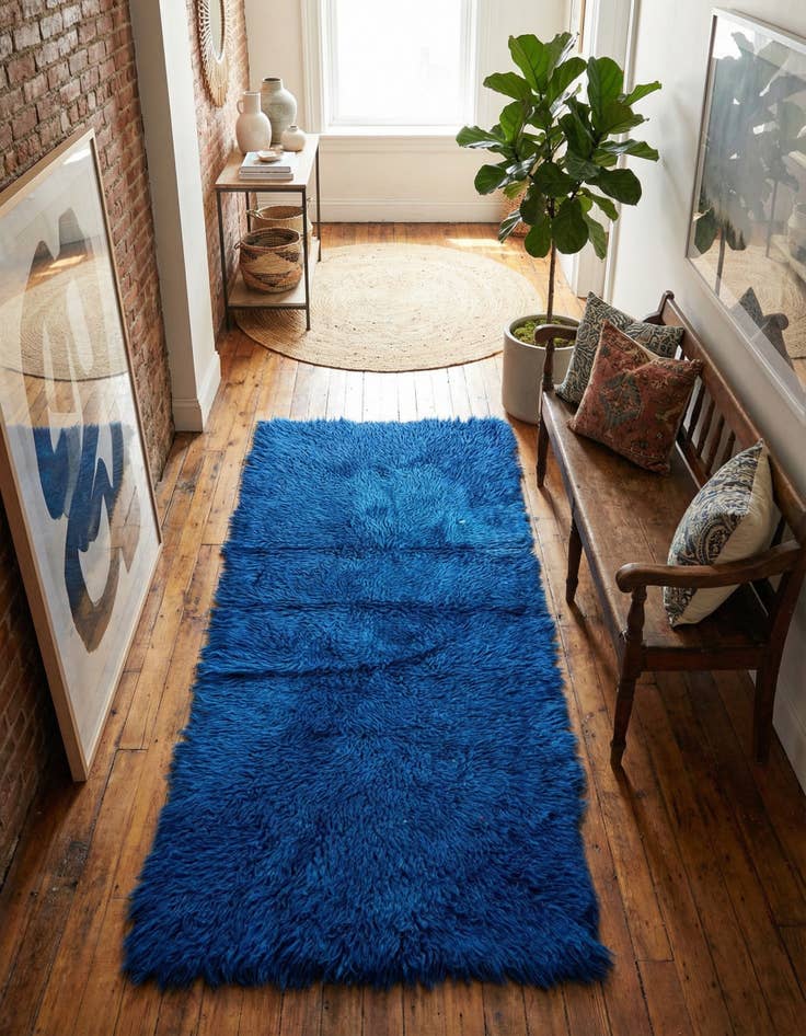 Detail image of 2' 4 x 4' 8 Hand Knotted Moroccan Wool Runner Rug