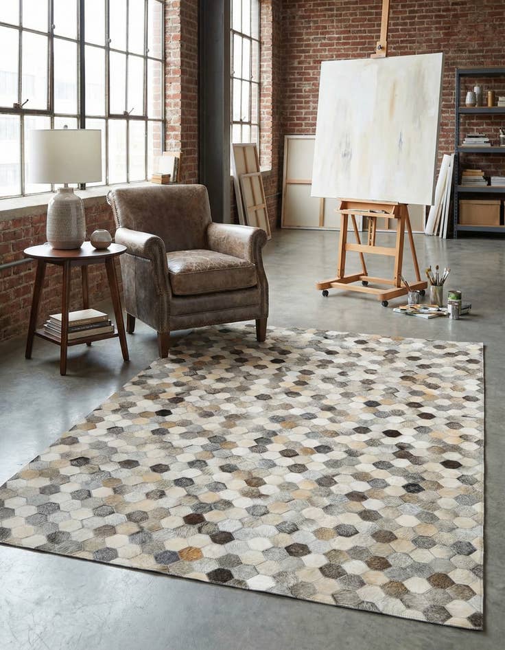 Detail image of 5' 3 x 8' Cowhide Leather Rug