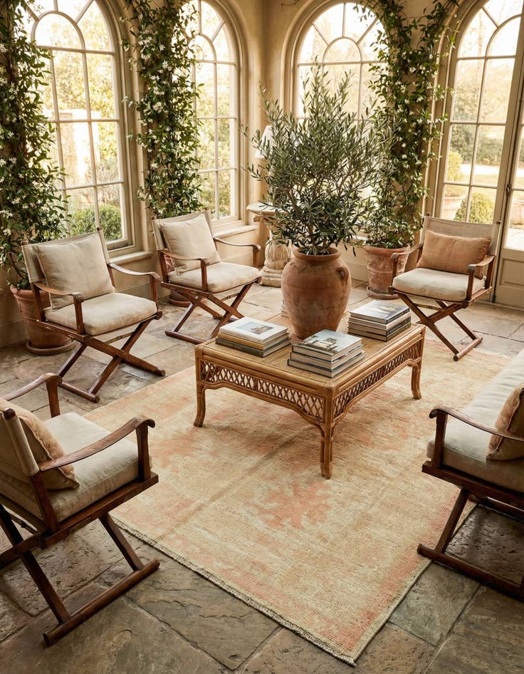 Detail image of 5' 2 x 7' 4 Hand Knotted Oushak Wool Rug