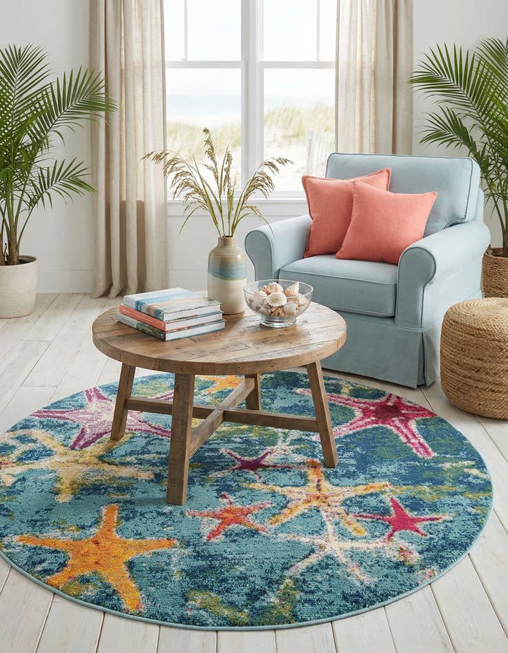 Detail image of 5' 3 x 5' 3  Washable Capri Round Rug