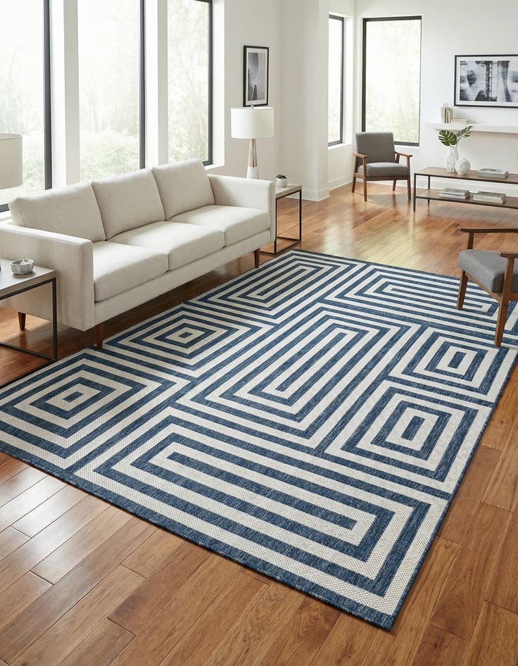 Detail image of  7' 10 x 10'  Washable Modern Indoor / Outdoor Rug