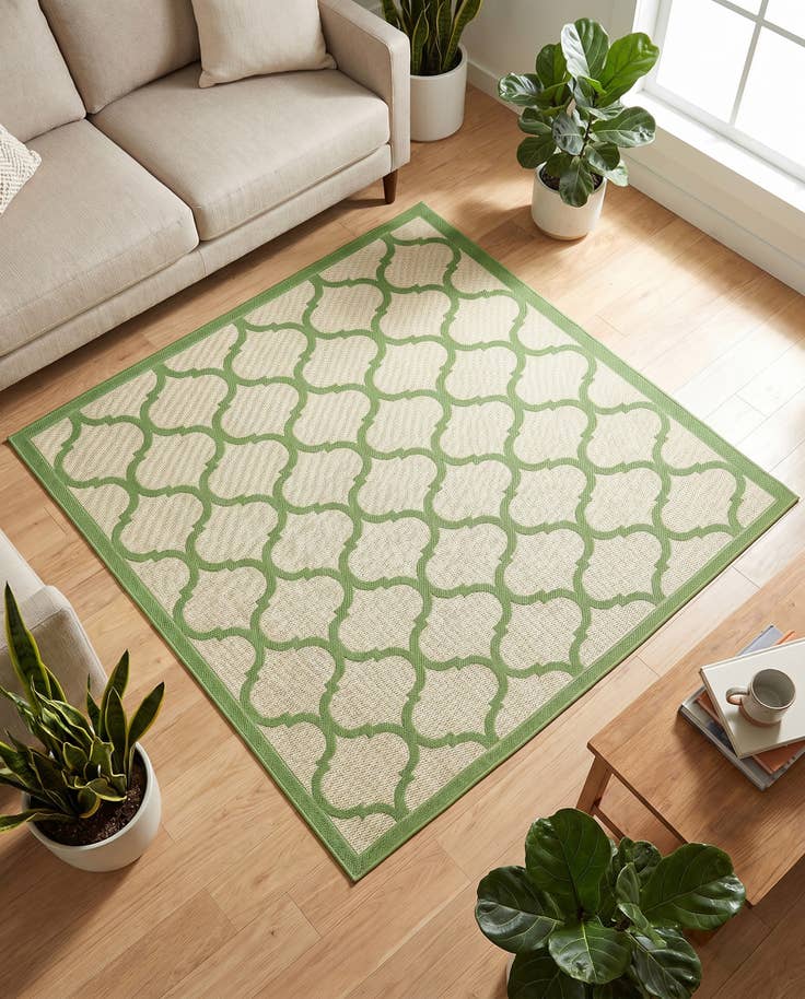 Detail image of 6' x 6' Easy-Clean Trellis Indoor / Outdoor Square Rug