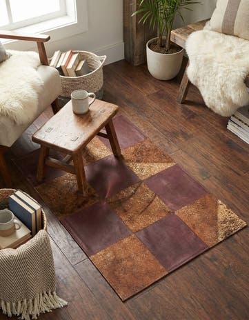 2' 1 x 3' 1 Cowhide Leather Rug