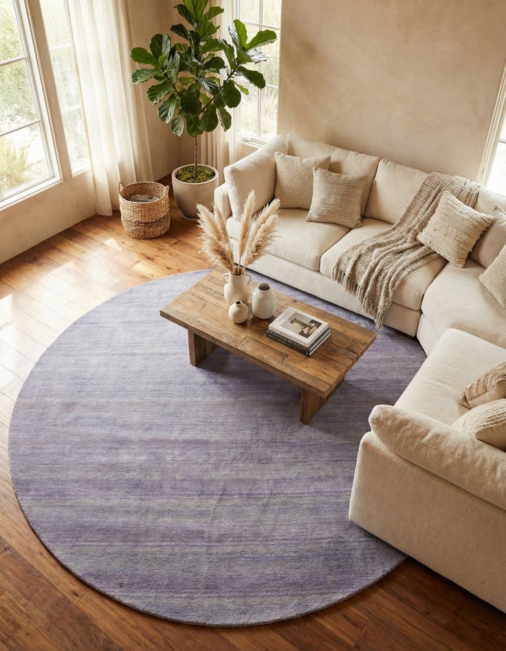 Detail image of 9' 10 x 9' 10 Hand Knotted Solid Gabbeh Wool Round Rug