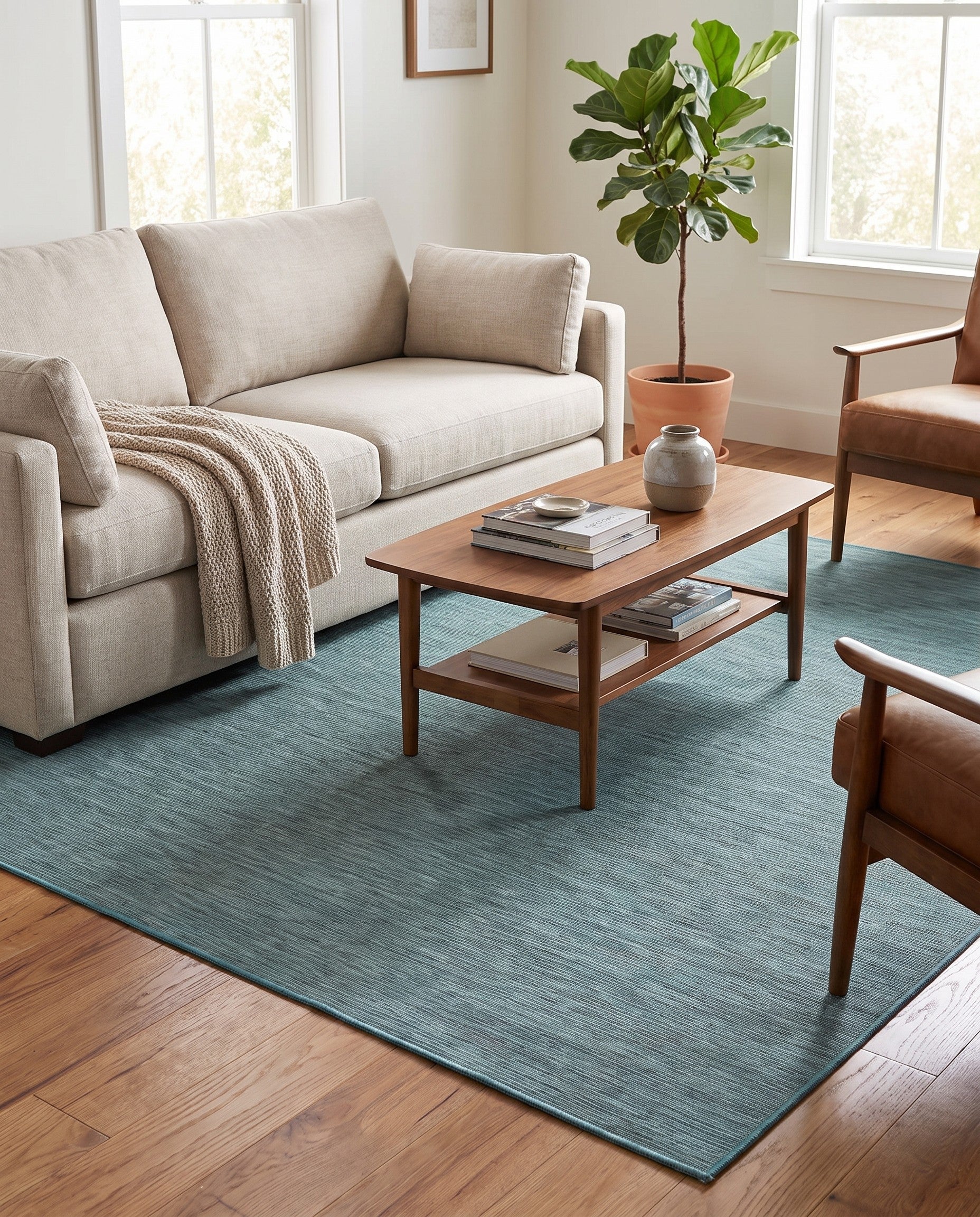 6' 3 x 9' Easy-Clean Solid Indoor / Outdoor Rug