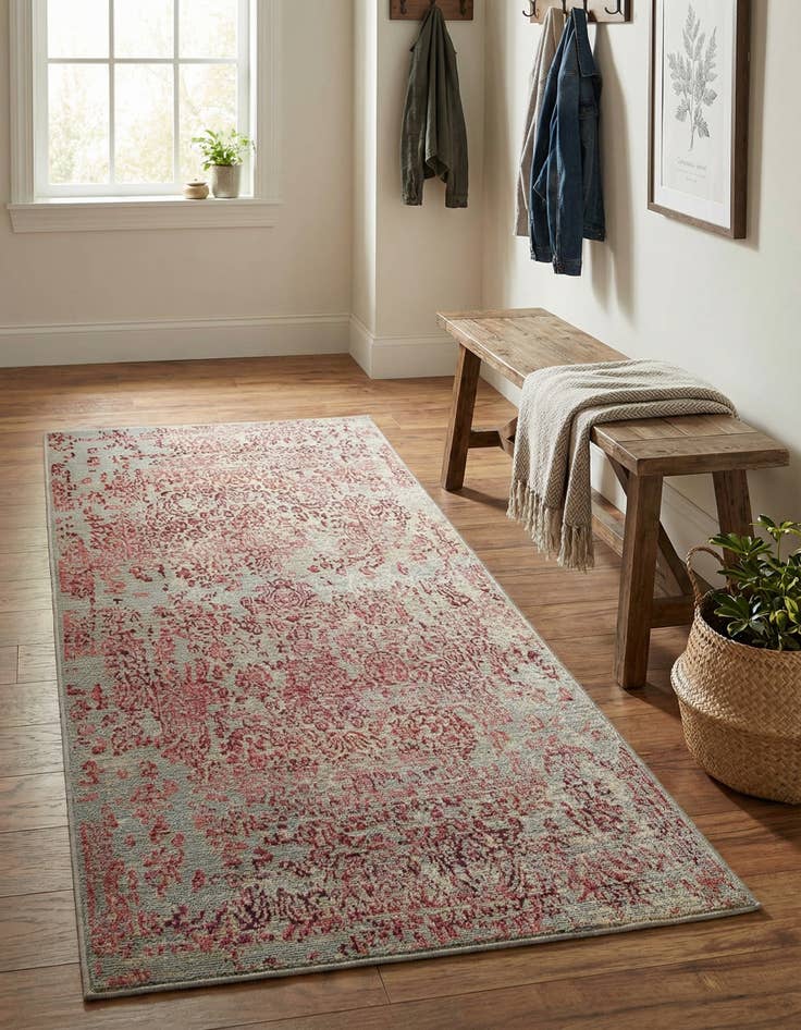 Detail image of 2' 7 x 5' 3 Washable Botanical Indoor / Outdoor Runner Rug