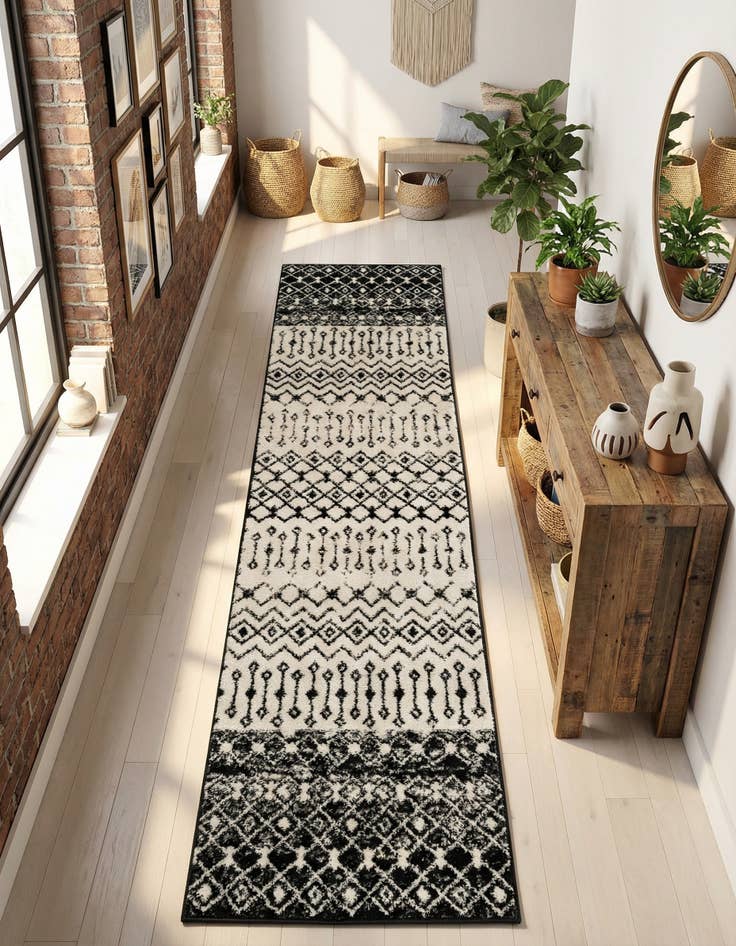 Detail image of 2' 7 x 10' Moroccan Trellis Runner Rug