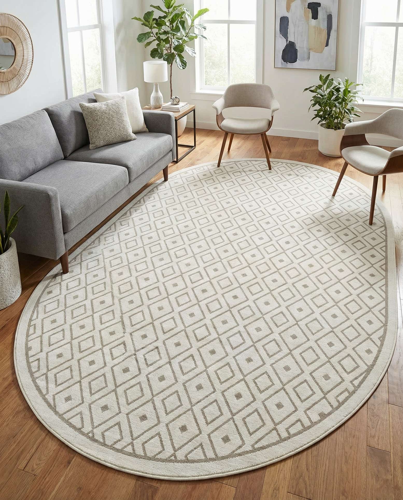7' 10 x 10' Easy-Clean Lattice Indoor / Outdoor Oval Rug