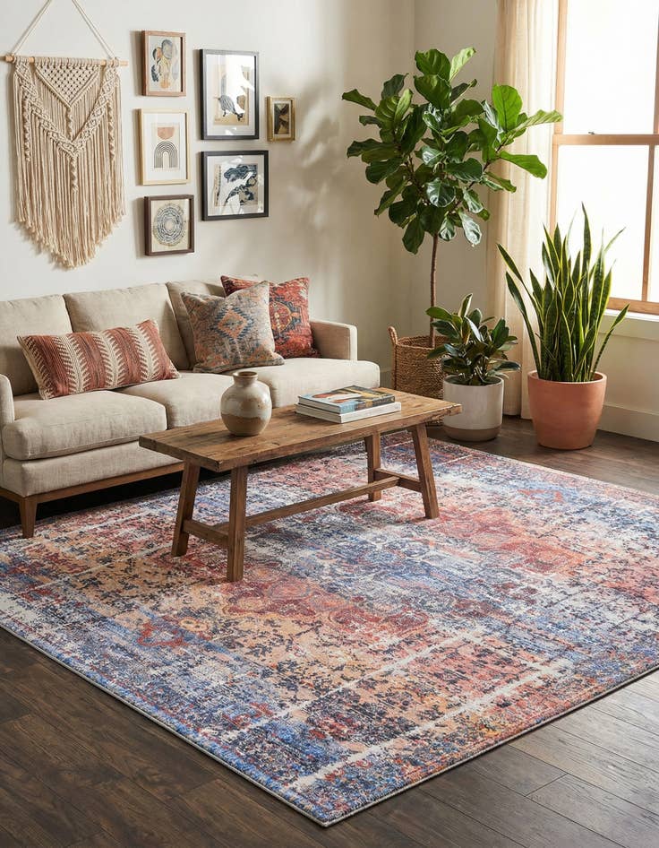 Detail image of 7' 10 x 7' 10 Washable Francesca Square Rug