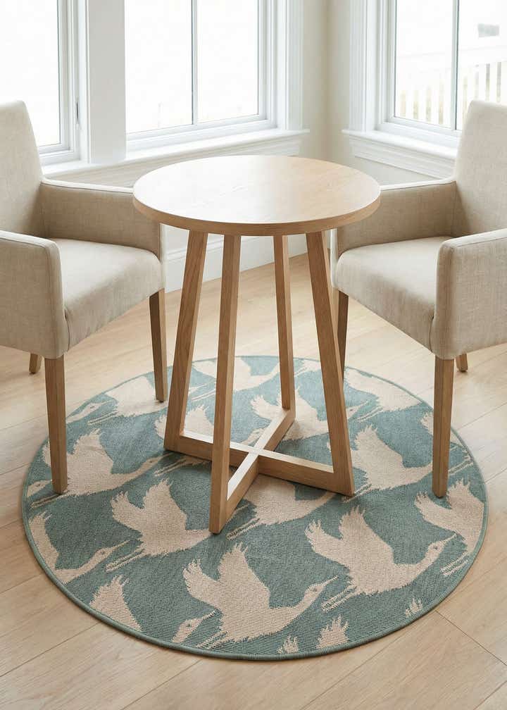 4' x 4' Easy-Clean Coastal Indoor / Outdoor Round Rug