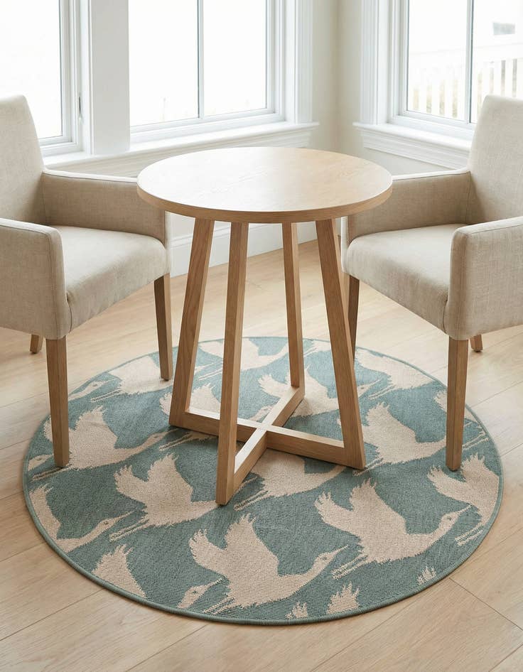 Detail image of 4' x 4' Washable Coastal Indoor / Outdoor Round Rug
