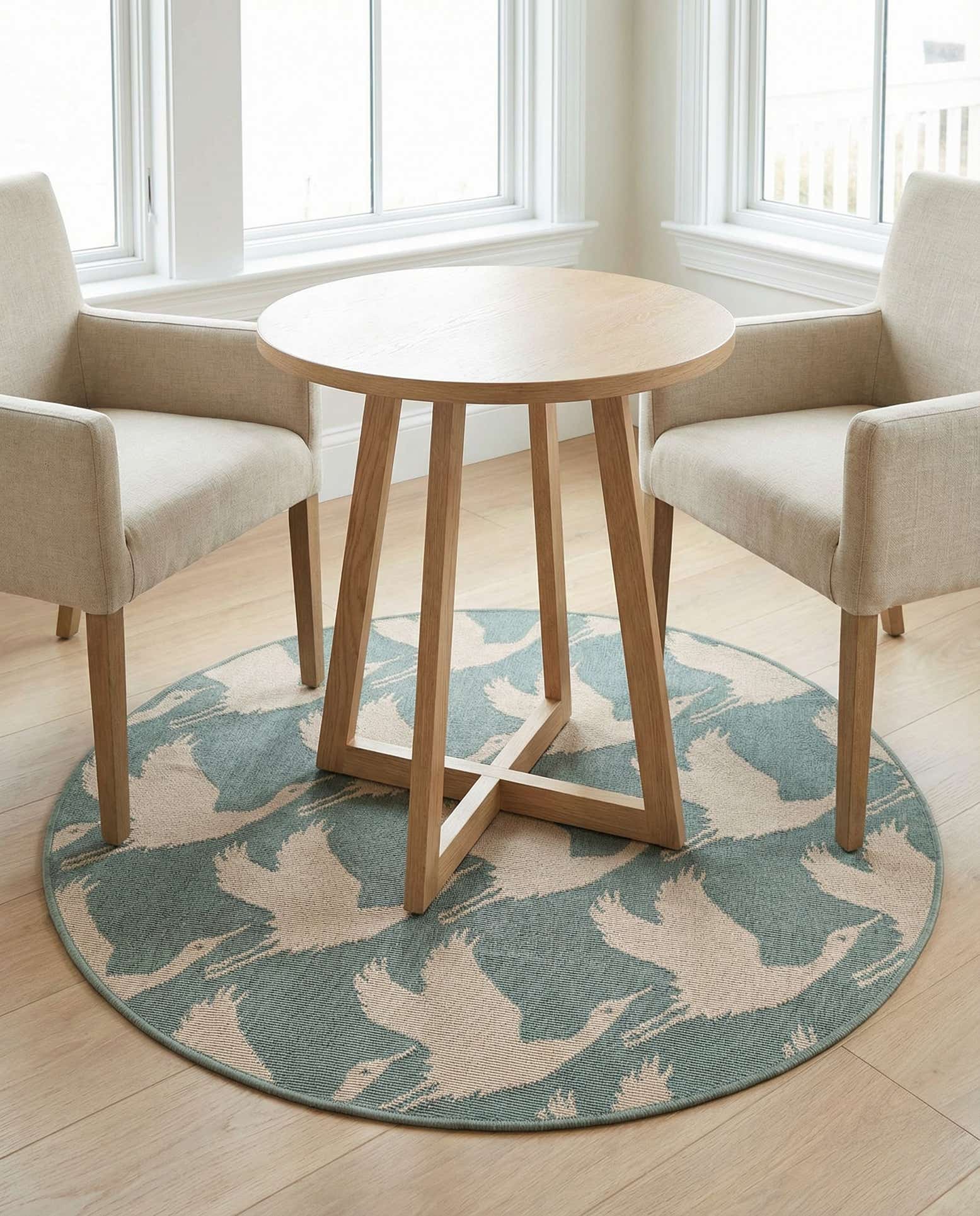 4' x 4' Easy-Clean Coastal Indoor / Outdoor Round Rug