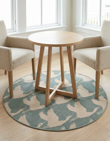 4' x 4' Easy-Clean Coastal Indoor / Outdoor Round Rug