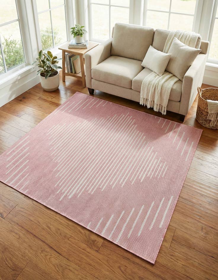 Detail image of 5' 3 x 5' 3 Washable Modern Indoor / Outdoor Square Rug