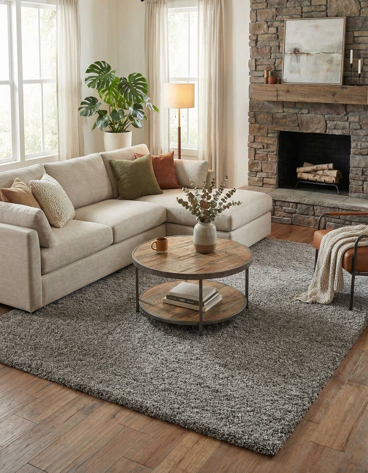 Detail image of  7' 10 x 10' Solid Shag Rug